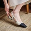 Timeless Colour Block Cowhide Womens Closed Toe Slingback Sandals