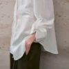 Minimalist Breathable Pure Linen Oversized Long Sleeve Shirt