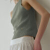 Minimalist Cotton Linen Ribbed Knit Womens Slim Fit Halter Vest