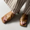 Minimalist Breathable Sheepskin Womens Square Toe Block Heel Mules