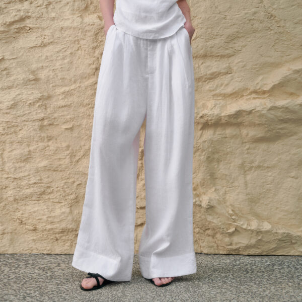 Minimalist Breathable Linen Lyocell Womens Wide Leg Trousers