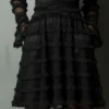 Timeless Sheer Fringed Stretchy Polyester Womens Slim Fit Midi Dress