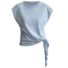 Minimalist Breathable Cotton Blend Womens Asymmetric Hem Cap Sleeve T Shirt