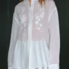 Minimalist Sheer Ramie Lyocell Embroidered Long Sleeve Shirt