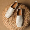 Minimalist Woven Genuine Leather Womens Slip On Loafers