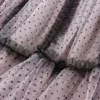 French Riviera Polka Dot Mesh Frilled Womens Tiered Maxi Skirt