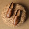 Minimalist Woven Genuine Leather Womens Slip On Loafers