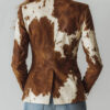 Boho Cow Print Polyester Womens Single Breasted Blazer