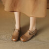 Timeless Woven Toe Genuine Leather Womens Mary Jane Flats
