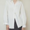 Minimalist Ladder Stitch Cotton Womens Loose Long Sleeve Shirt