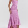 Timeless Jacquard Knit Womens Square Neck Mermaid Maxi Dress