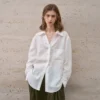 Minimalist Breathable Pure Linen Oversized Long Sleeve Shirt