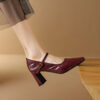 Timeless Sustainable Sheepskin Womens Block Heel Mary Jane Shoes