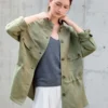 Timeless Sustainable Linen Blend Ruched Waist Utility Shirt Jacket