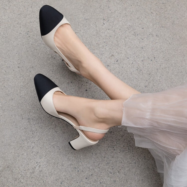 Timeless Colour Block Cowhide Womens Closed Toe Slingback Sandals