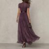Timeless Lace Trim Cinched Waist Womens Maxi Dress