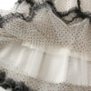 French Riviera Polka Dot Mesh Frilled Womens Tiered Maxi Skirt