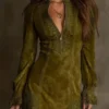 Boho Embroidered Lace Stretchy Polyester Womens Long Sleeve Mini Dress