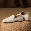 Minimalist Woven Genuine Leather Womens Slip On Loafers