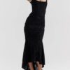 Timeless Jacquard Knit Womens Square Neck Mermaid Maxi Dress
