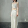Minimalist Sustainable Breathable Linen Womens Cropped V Neck Cami Top