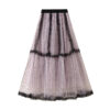 French Riviera Polka Dot Mesh Frilled Womens Tiered Maxi Skirt