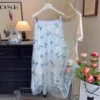 Boho Sequin Embroidered Butterfly Mesh Womens A Line Midi Skirt