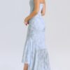 Timeless Jacquard Knit Womens Square Neck Mermaid Maxi Dress