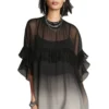Streetwear Fringed Ombre Sheer Polyester Womens Mini Dress