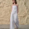 Minimalist Breathable Linen Lyocell Womens Wide Leg Trousers