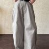 Minimalist Breathable Spliced Cotton Womens Mid Rise Straight Casual Pants
