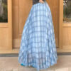 Elegant Breathable Crinkled Plaid Polyester Blend Womens Maxi Skirt
