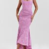 Timeless Jacquard Knit Womens Square Neck Mermaid Maxi Dress