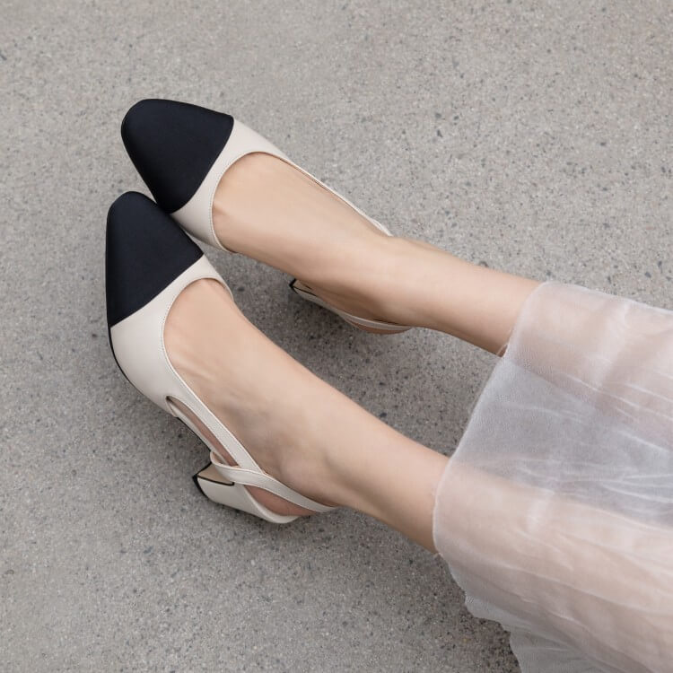 Timeless Colour Block Cowhide Womens Closed Toe Slingback Sandals