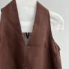 French Riviera Breathable Linen Lyocell Womens Halter V Neck Top