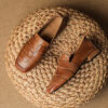 Minimalist Woven Genuine Leather Womens Slip On Loafers