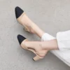 Timeless Colour Block Cowhide Womens Closed Toe Slingback Sandals