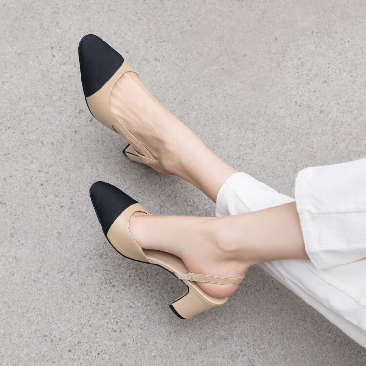 Timeless Colour Block Cowhide Womens Closed Toe Slingback Sandals