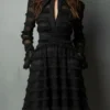Timeless Sheer Fringed Stretchy Polyester Womens Slim Fit Midi Dress