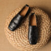Minimalist Woven Genuine Leather Womens Slip On Loafers