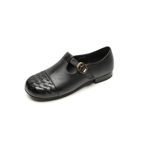 Timeless Woven Toe Genuine Leather Womens Mary Jane Flats