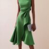 Timeless Ruched Stretch Polyester Womens Sleeveless Midi Dress