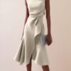 Timeless Ruched Stretch Polyester Womens Sleeveless Midi Dress