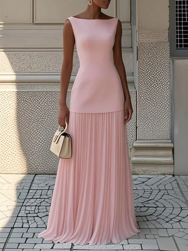 Timeless Pleated Womens Sleeveless Top And Maxi Skirt Co Ord Set