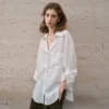 Minimalist Breathable Pure Linen Oversized Long Sleeve Shirt