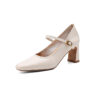 Timeless Sustainable Sheepskin Womens Block Heel Mary Jane Shoes