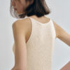 Minimalist Cotton Linen Ribbed Knit Womens Slim Fit Halter Vest