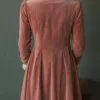 Timeless Pink Embroidered Velvet Womens Midi Coat