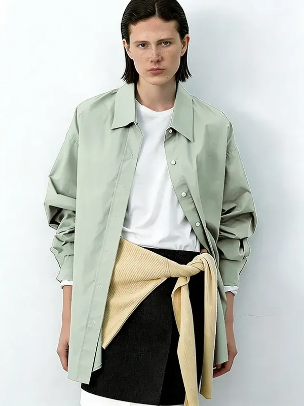 Minimalist 3D Tailored Breathable Cotton Loose Long Sleeve Shirt