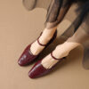 Timeless Sustainable Sheepskin Womens Block Heel Mary Jane Shoes